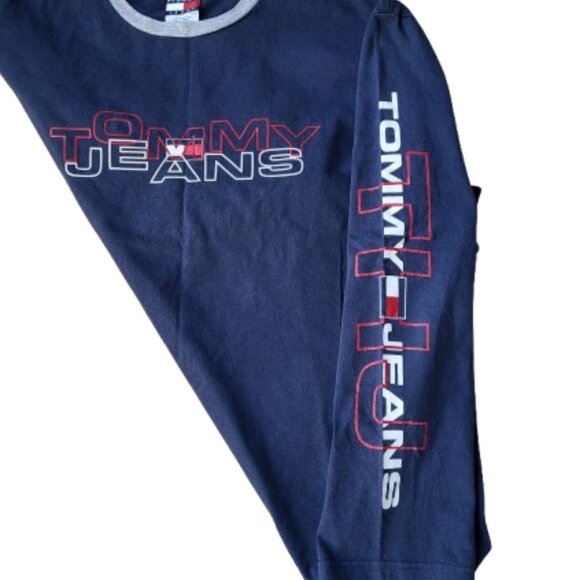 Vintage  Tommy Hilfiger Tommy Jeans Long Sleeve Shirt Navy Men’s Large - Picture 6 of 13